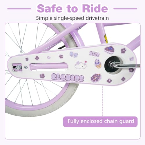 Image of Olakids Kids Bike, 12 14 16 18 20 Inch Girls Bicycle with Doll Seat Basket Adjustable Seat and Handlebar, Handbrake and Coaster Brake