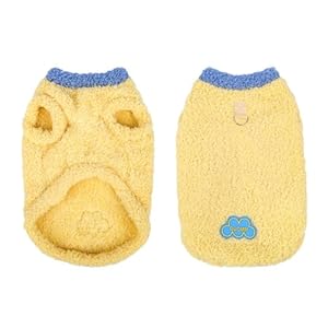 Tangpan Dog Fuzzy Fleece Sweater, Thermal Dog Winter Clothes for Small Dogs Boy Girl, Doggy Pullover Jumper, Pet Outfit, Yellow Large