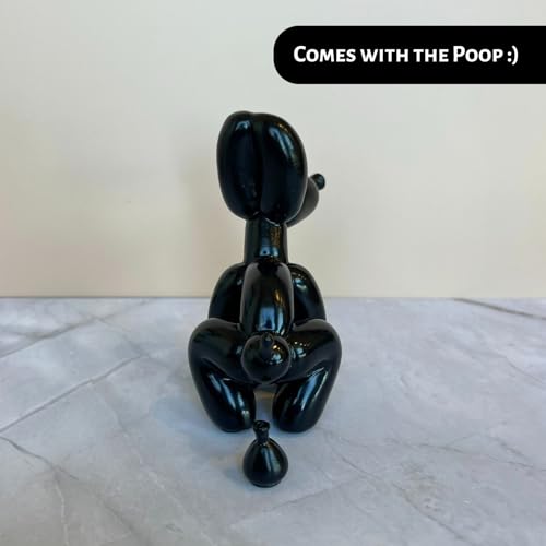 Pozbee Pooping Dog Skulptur Schwarz, lustiges Geschenk für Tierliebhaber, Muttertag, ästhetische dekorative Ballon-Hundestatue, Kleintierfigur für Tisch, Bücherregal, Heimdekoration (Schwarz)