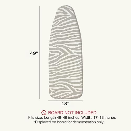 Image of Ironing Board Cover and Pad 18 inchx49 inch Extra Thick Natural Cotton, Scorch and Stain Resistant Padding, Extra Wide Iron Board Cover with Fasteners Heavy Duty Elastic Edge, Heatproof Zebra