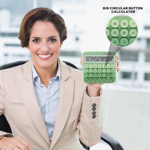 Grüner Farbverlaufsrechner, Standardrechner, 12-stellig, mit großem LCD-Display und großen Tasten, grünes Bürozubehör für Damen, niedlicher Taschenrechner für Büro, Schule, Zuhause, Geschäft