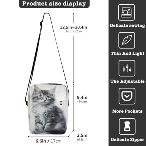messenger bag for women Small Crossbody Bag For Women Cross Body Purse Adjustable Strap for Casual Casual- Cat Grey3