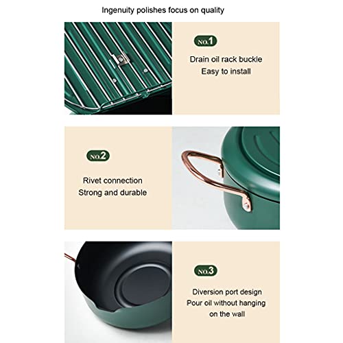Yuanhaourty Deep Frying Pot - Tempura Deep Fryer Pot Carbon Steel With High Temperature-Resisting Nonstick Coating Fried Chicken Fish Shrimp Meat Ball #TOP5