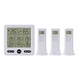 SOOTOP Termómetro higrómetro para interiores y exteriores, con 3 sensores inalámbricos, pantalla táctil retroiluminada, alcance de 100 m, actualización automática de 10 s