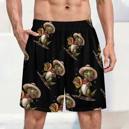 Tacoes Dinosaur Mens Pajama Shorts Sleep Lounge Shorts Pj Bottoms with Pockets2