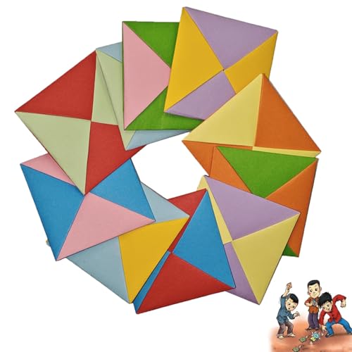 AMBEERT 10 PCS Ddakji Korean Paper Flip Toy - Hard Cardboard Hitting Game, Party Supplies for Hand Eye Coordination Training, Family Travel Activities