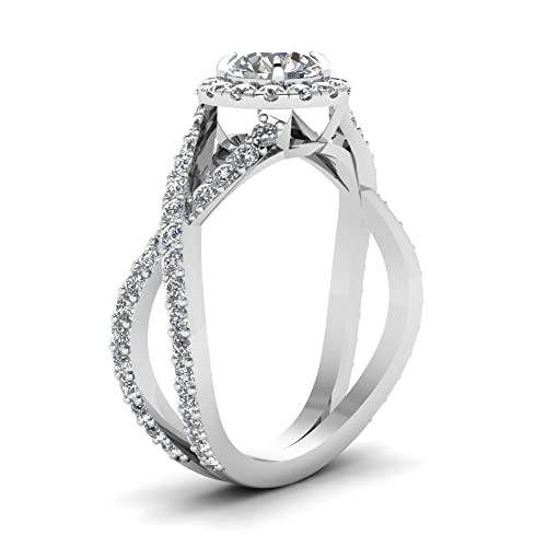 Image of Choose Your Gemstone Infinity Halo Round Diamond CZ Engagement Ring 925 Sterling Silver Round Shape Split Shank Engagement Ring Minimal Surprise Gifts for Ladies US Size 4 to 12