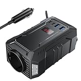 BESTEK Inversor 12v a 220v 400W Conversor para Coche Onda Sinusoidal Transformador con 4 Puerto de Carga y 1 Toma de AC, Movíl