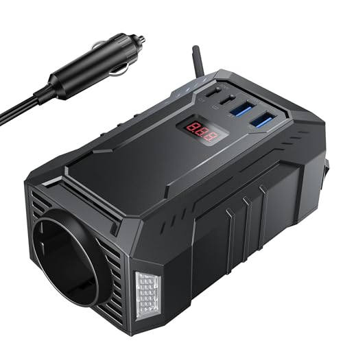 BESTEK Inversor 12v a 220v 400W Conversor para Coche Onda Sinusoidal Transformador con 4 Puerto de Carga y 1 Toma de AC, Adaptador de Mechero Coche para Portátil, Movíl