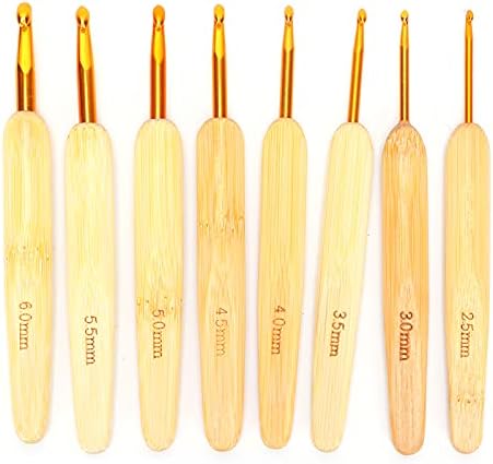 Jeanoko 8pcs Aluminium Oxide Crochet Hooks Set for Sweater Knitting Comfortable Ergonomic Design Suitable for Beginners and Enthusiasts 5.1in Length - 5