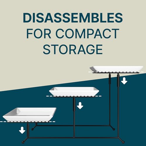 Gibson Elite Gracious Dining 3-Tier Serving Display Stand, Rectangular White Porcelain Plates, Tiered Serving Display - Elegant Food Presentation Display for Parties, Catering, Entertaining Events