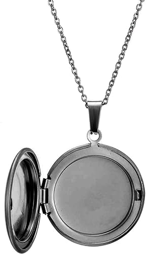 Miniatura 5 de Collar con dije de boda de acero inoxidable con forma redonda y estilo medallón Metal Circonia cúbica