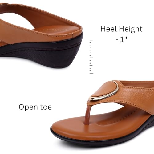 Image of TRASE Women's Fashion Sandal | Faux Leather, Comfortable & Stylish Wedges | Ideal for Casual & Formal Occasions 2 inches heel