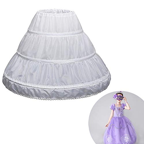 RETYLY White Enfants Jupon A-Ligne 3 Cerceaux Une Couche Enfants Crinoline Dentelle Garniture Robe De Fille De Fleur Sous La Jupe Taille éLastique – vue 4