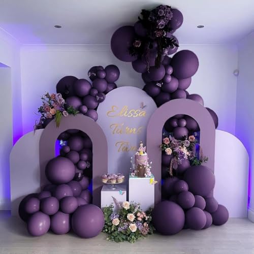Image of Dark Purple Balloons Double Stuffed Purple Balloon Garland Pastel Lavender Balloons Different Sizes Latex Plum Balloon Arch Kit For Birthday Baby Shower Bachelorette Hotel Transylvania Encanto Party