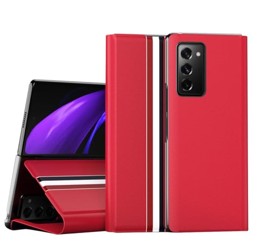 Housse Samsung Galaxy Z Fold2 en cuir PU anti-traces rouge, protection chic