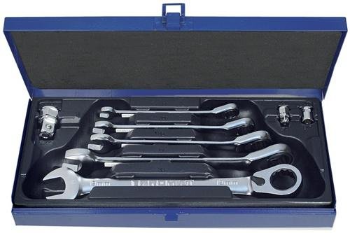 PROMAT 821446 Knarrenringmaulschlüssel Satz 8tlg. SW8/10/13/17/19mm PROMAT umschaltbar