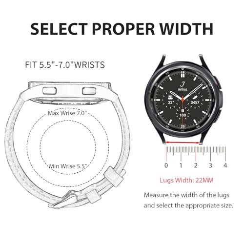 Italy Genuine Leather Watch Bands Men Women Compatible with Samsung Galaxy Watch Band, 20mm 22mm Lugs Watch Straps, Quick Release Wear-resistant Sweat-Resistant Smartwatch Replacement Strap