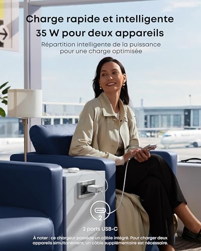 Chargeur Anker Nano avec câble USB C rétractable - vue 6