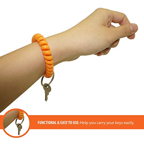 10 Pcs 10 Assorted Colors Flexible Spiral Coil Wristband Key Ring Chain Colorful Stretchable Spring Coil Wrist Band Key Holder For Gym, Office, Shopping, Id Badge, Sauna And Pool #TOP3