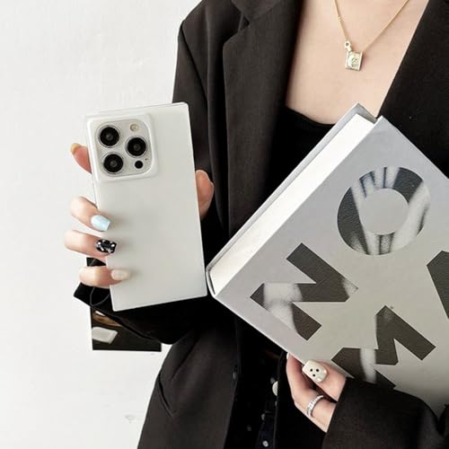 Coque blanche brillante pour iPhone 15 au design rectangulaire chic - 2