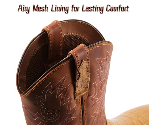 Image of SUREWAY Cowboy Boots For Men, 10 Inch Pull on Square Toe Western Boot | Classic durable men's wellington work boots,slip resistant pull-on soft toe work boots for daily and western casual wear