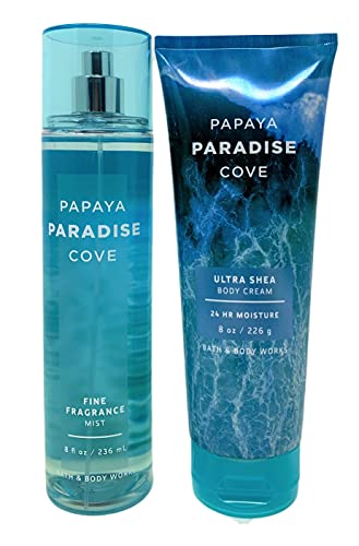 Bath and Body Works PAPAYA PARADISE COVE - Duo - Body Cream and Fine Fragrance Mist - Full Size
