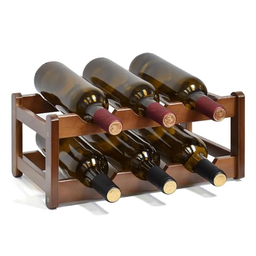 Soporte para 6 botellas de vino de bambú miniatura 1