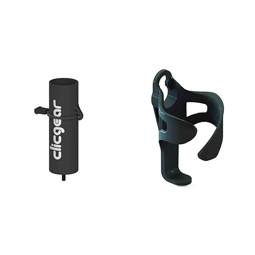CLICGEAR Trolley Umbrella Holder, Black, + Cup Holder Clicgear Golf Trolley XL, Black