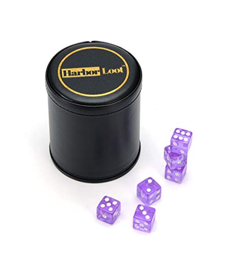 Harbor Loot Purple Dice Shaker Cup Complete With Matching Dice Set Of Six Purple Translucent Dice #TOP5