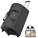 93L Carry on Garment Duffle Bag with Wheels, Folding Convertible Rolling Garment Bag for Travel with Shoes Compartment, Wheeled Waterproof Suit Bag Travel for Men Women