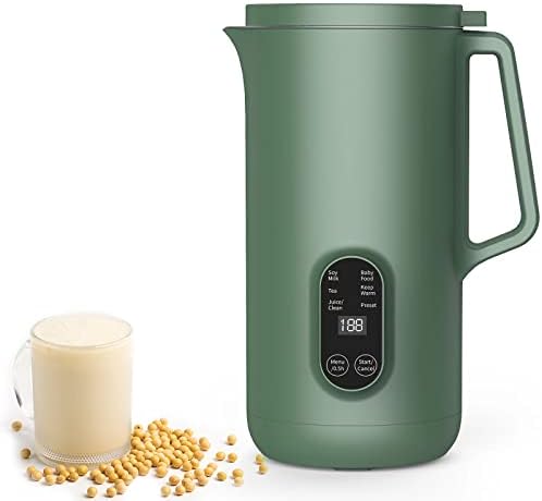 Vegan Soup Soy Milk Maker Kitchen Aid Food Blender for Make Plant Nut Oat Almond Rice Cereal Congee Porridge Smoothie Juice Home 350ml Stainless Steel Soya Milk Maker Machine with Auto Clean Function