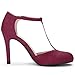 Allegra K Zapatos de tacón de Aguja con Tira en T y Punta Redondeada para Mujer BorgoñA 37 Imagen de Allegra K Zapatos de tacón de Aguja con Tira en T y Punta Redondeada para Mujer BorgoñA 37