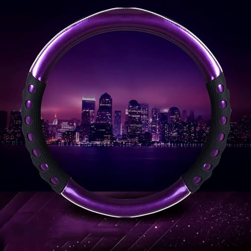 Image of NIKAVI Fashion Steering Wheel Cover - Violet Color | Size - Small | Diameter 36 cm | D-Type | Car Steering Wheel Protector, Anti-Slip, Stylish Leather Finish Grip Cover for Flat Bottom Wheels