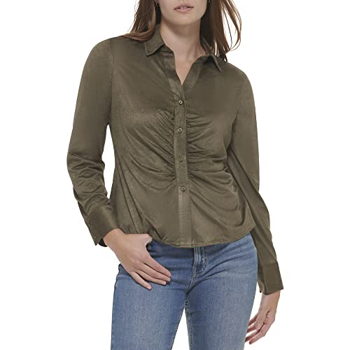 Image of Calvin Klein Women's Collar Soft Sinched Micro Suede