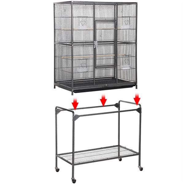 Abician Cage à Oiseaux Grande Cage pour perroquets 63'' avec Support pour Extérieur Intérieur 81 x 47 x 160 cm