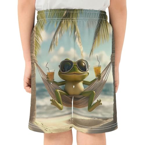 DOMIKING Beach Frog Palm Tree Kids Shorts Pull-on Boys Shorts with Elastic Waist Casual Athletic Pants for Summer Playwear3