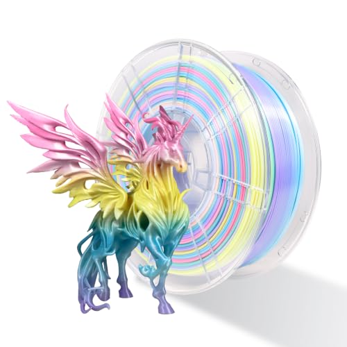 Image of iBOSS Silk Rainbow PLA+ Filament, Multicolor Silk 3D Printer Filament 1.75mm + /- 0.02mm, Fast Color Change Each 8 Meters, 1kg /2.2lbs, Silk Macaron Rainbow Filament