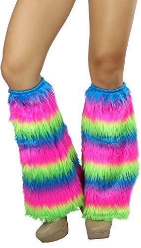 Image of ToBeInStyle Women's Faux Vibrant Fur Retro Daring 60' Inspired Ravewear Knee High Leg Warmers