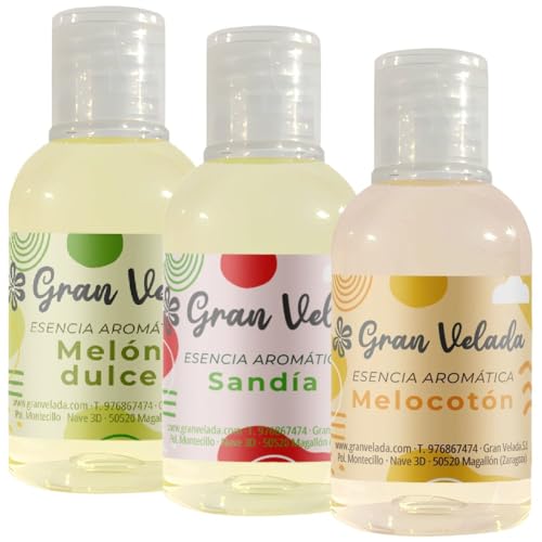 Gran Velada - Pack Ahorro Esencias Frutales Veraniegas 3 x 50 ml | Pack de Fragancias para Ambientadores Caseros para Hacer Velas Perfume de Ambiente | Perfumar Creaciones Aroma Duradero