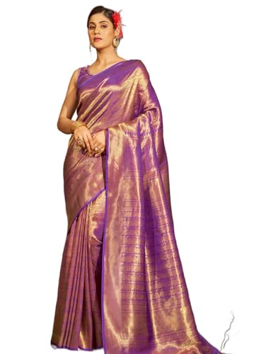 SWORNOF Womens Kanjivaram Banarasi Silk Saree Kanchipuram Patola saree (WINE)
