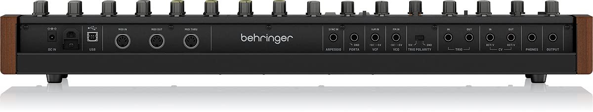 Behringer MONOPOLY Synthétiseur polyphonique analogique 4 voix avec 37 touches pleine taille, 4 VCO, VCF, 2 LFO, 2 enveloppes, synchronisation et modulation croisée et arpégiateur