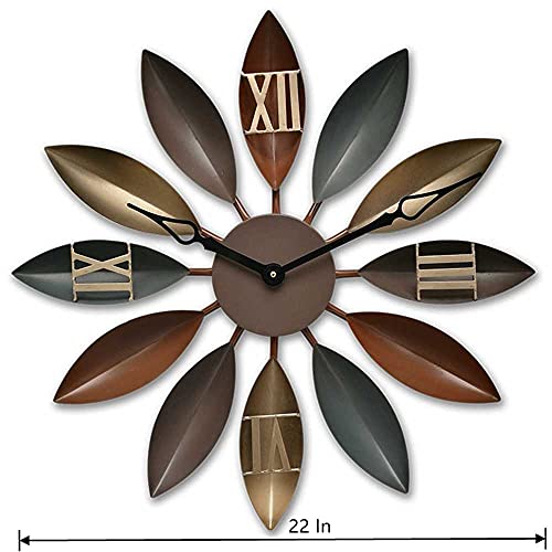 image for WYJF Leaf Shape Wall Clock, Silent Wall Clock for Living Room, Bedroom