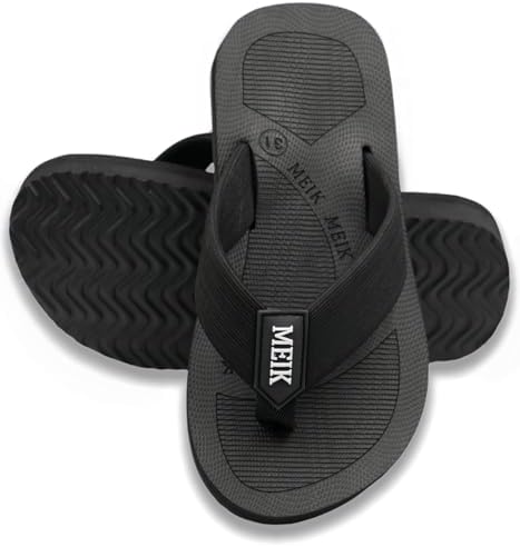 Meik Mangni Kids Boys Girls Flip Flops Comfortable Cushion Thong Sandals Lightweight Slip Resistant Sandals Summer Durable Quick Dry Slide Shower Shoes for Beach Swim Pool, Black 5 Big Kid