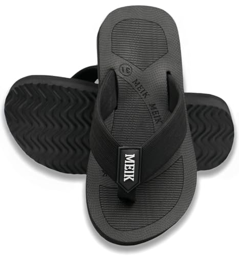 Meik Mangni Kids Flip Flops, Black, Size 6