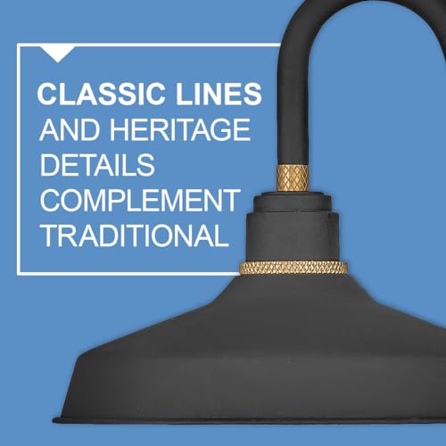Hinkley Foundry Classic 10231TK Small Gooseneck Barn Light - Knurled Brass Accents, Dark Sky Compliant - Textured Black + Brass - Image 4
