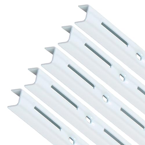 PRIOstahl Wandschienen für Regalträger - 5 x Schienen | 1-reihig | Länge: 1500 mm | Weiß | Wandhalterung zur flexiblen Montage von Regalsystemen Regalhalter Regalbodenträger Wandregal aus Stahl