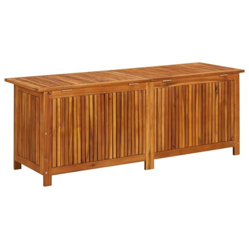ZIRLANLV Caja de Almacenamiento de Jardín, Baúl Utilitario para Exteriores e Interiores con Bolsa Interior Resistente Al Agua, Madera Maciza de Acacias para Patio y Balcón (150x50x58cm)