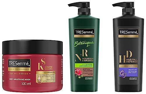 Image of TRESemme Keratin Mask, 300 ml & Botanique Nourish & Replenish Shampoo 580 ml & Hair Fall Defence Shampoo 580 ml