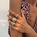 ONBRIG Gold Rings for Women Chunky Rings Set Adjustable Thick Statement Ring Vintage Wide Colorful Stackable Ring for Women Chunky Jewlery (B : 6PCS - G)